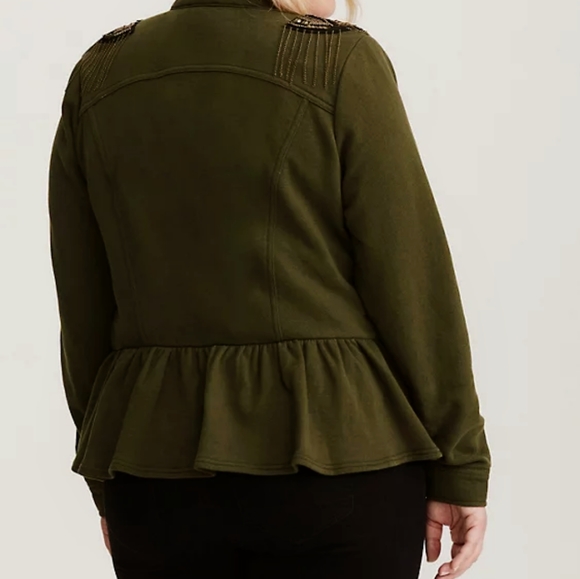 NEW Torrid 4X Olive Peplum Military Jacket - Picture 2 of 8